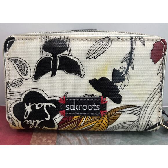 Sakroots Zip Around Coated Canvas Wristlet Wallet Peace Print Birds New W Tags - Picture 11 of 11